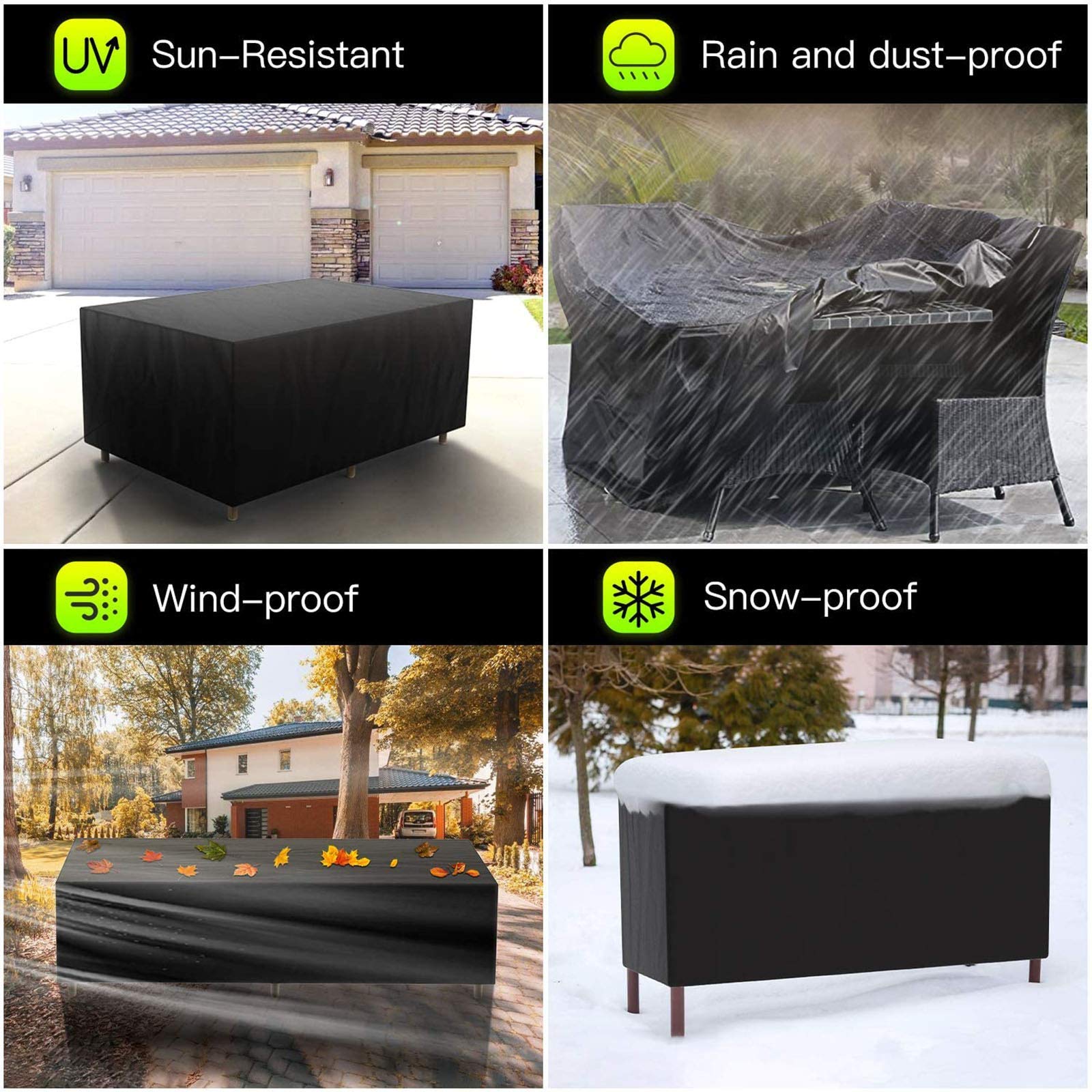 Fodera per mobili da Giardino 127x127x67cm, Fodere per mobili da Esterno Rettangolare Impermeabile, Impermeabile, Antivento, Anti-UV, Fodere per mobili da Esterno in Tessuto Oxford