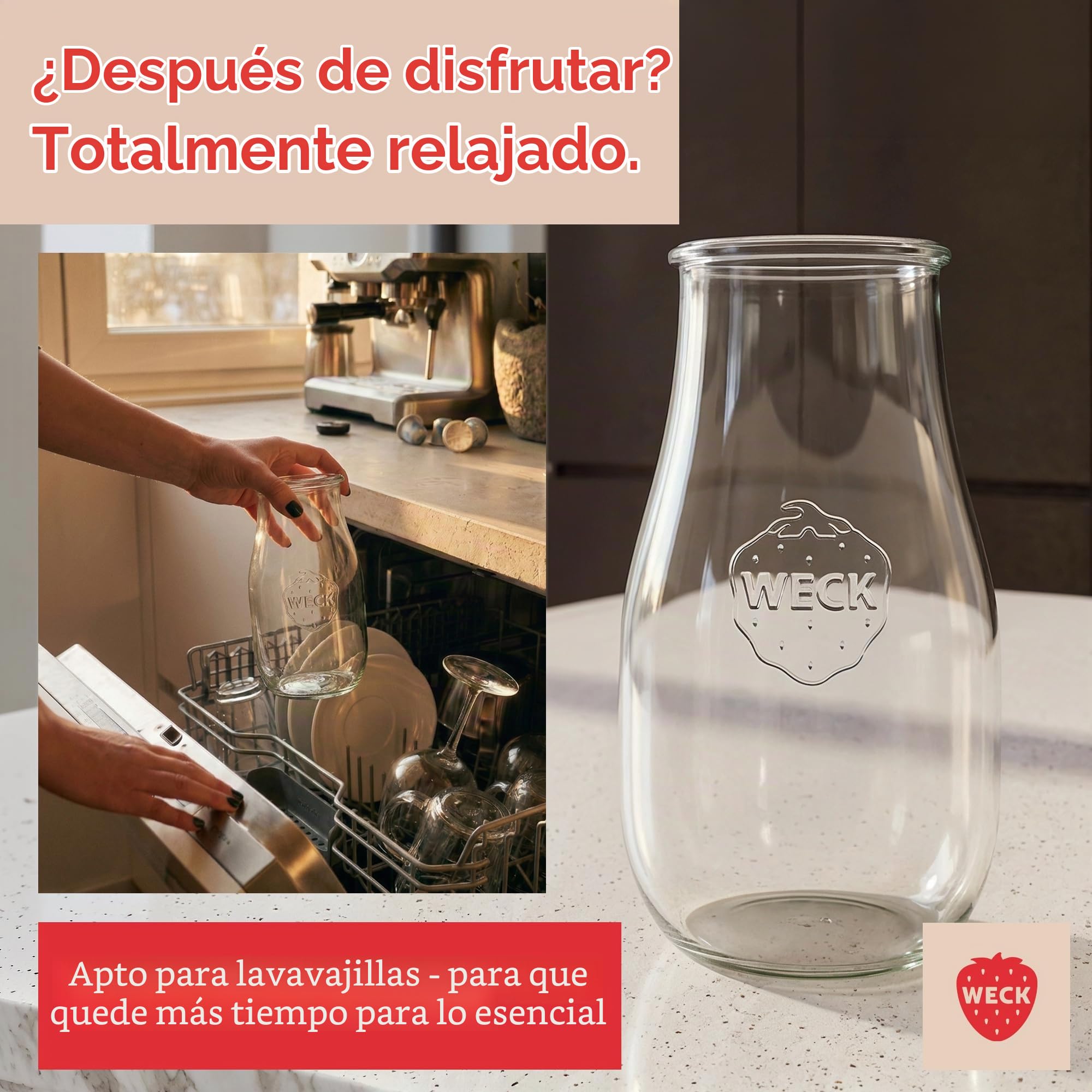 Weck Tarros de tulipán, 2500 ml, 4 unidades, tarro con tapa, para conservación, zumos, almacenamiento hermético de ingredientes secos