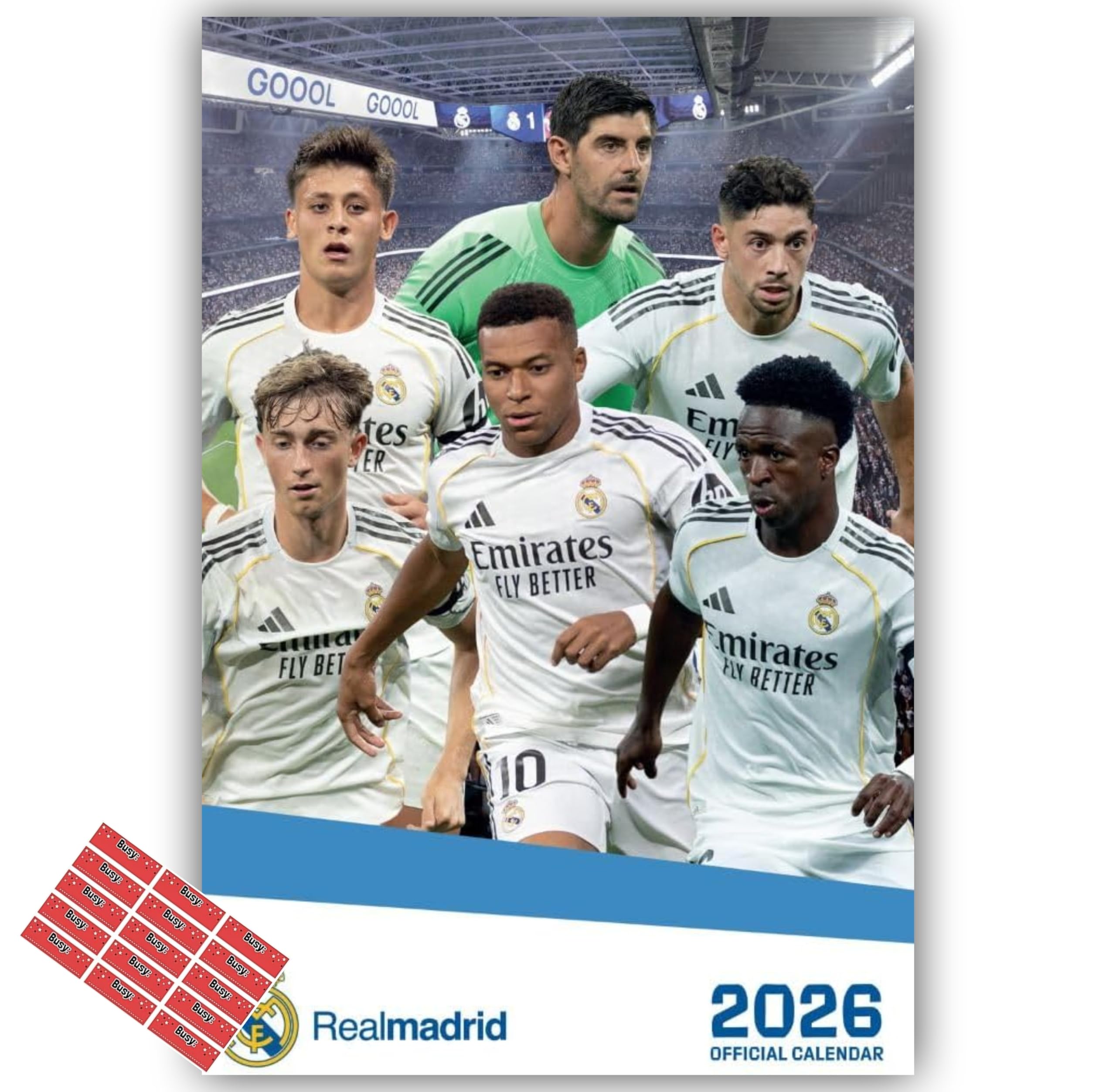 Real Madrid Calendar 2026 A3 Football Wall Calendar with FREE Organisational Stickers Included