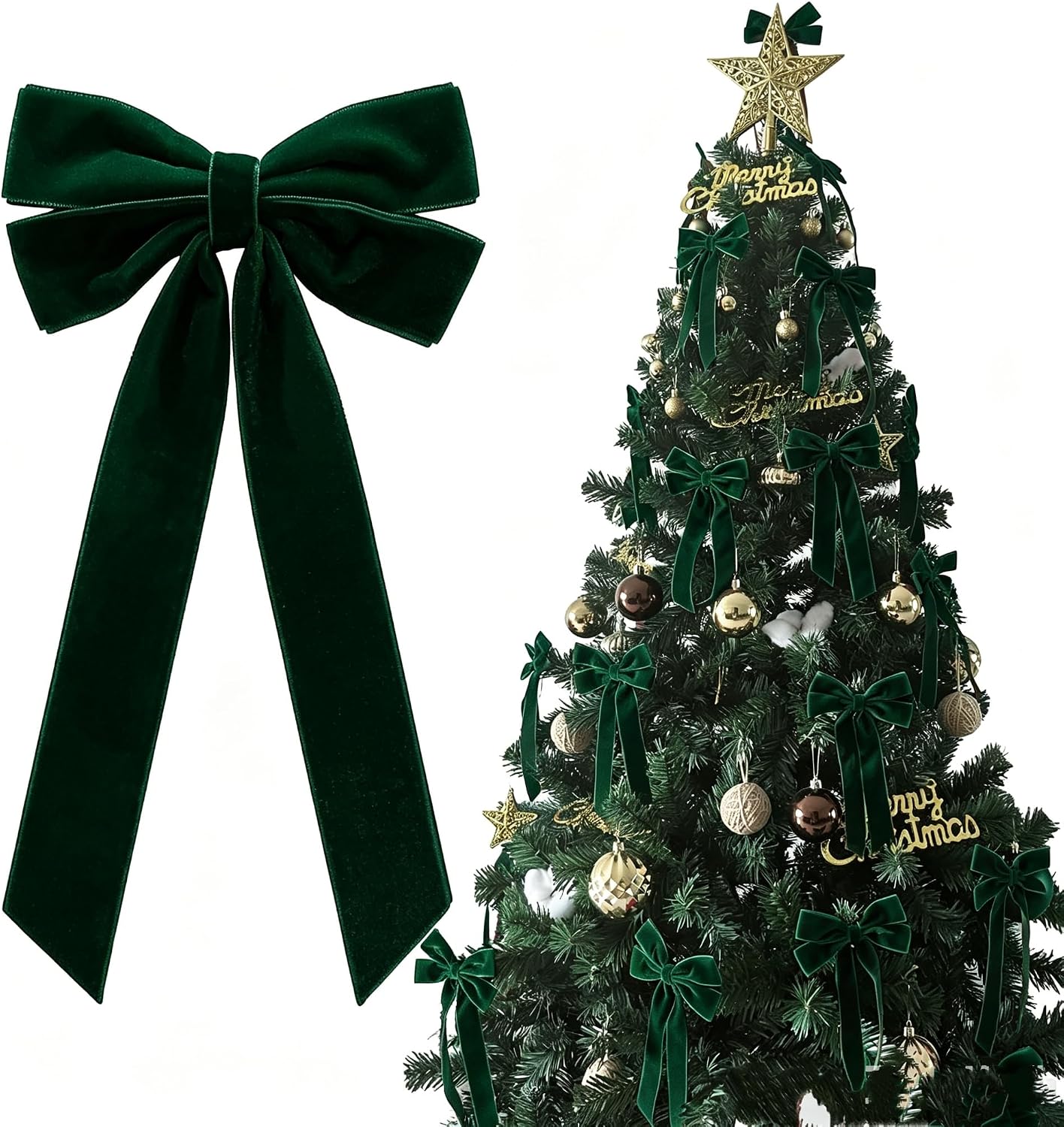 36 PCS Burgundy Velvet Bows for Christmas Tree | 4x8 inch Gift Wrap Bows, Pre-Tied Ribbon Ornaments for Xmas Trees, Wreaths, Garlands, Indoor & Outdoor Decorations