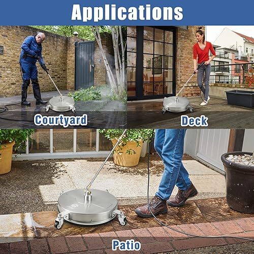 Miniatura 7 de janz Limpiador de superficies de lavadora a presión de 17 pulgadas con 4 ruedas, enchufe rápido de 14 pulgadas, 2 varillas de extensión, 2 boquillas
