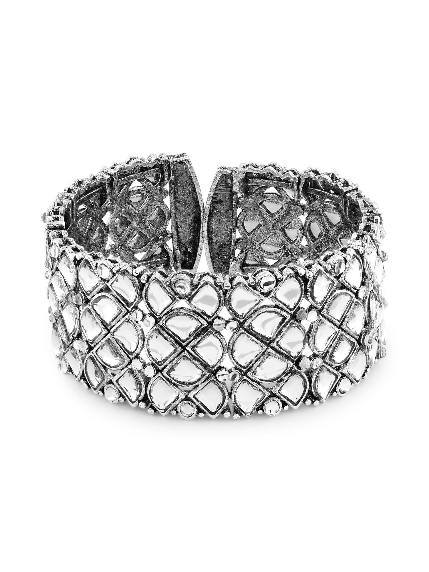 See full amazon price history chart for ZAVERI PEARLS Silver Kundan & Stones Traditional Oxidised Bracelet For Women-ZPFK16626 ZAVERI PEARLS Silver Kundan & Stones Traditional Oxidised Bracelet For Women-ZPFK16626 (B0CKTM2PYV) Amazon Price History, Amazon Price Tracker