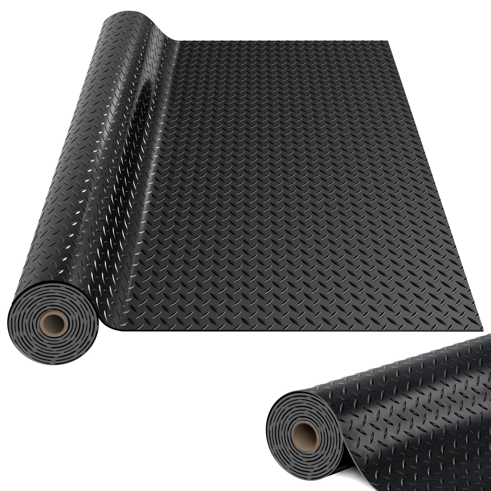 7 5x20 FT Garage Floor Mat Diamond Plate PVC Garage Mats Flooring Roll Thickened Non-Slip Rubber Flooring Protector