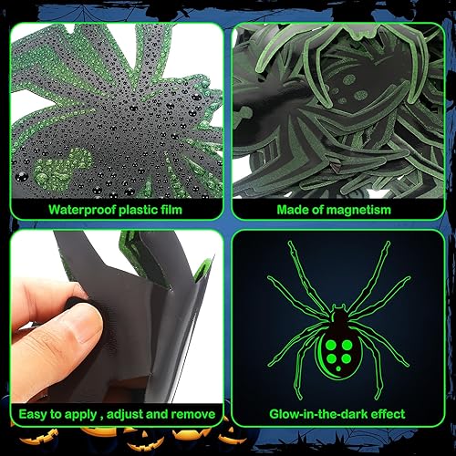 Miniatura 3 de Bememo 34 imanes de Halloween para puerta de garaje, calcomanías magnéticas para automóvil, calabaza, murciélago, decoración magnética aterradora