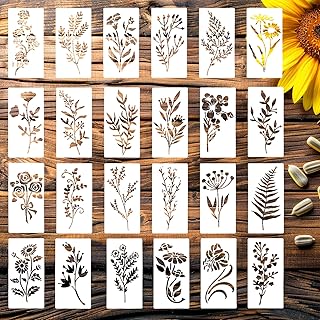 24Pcs Flower Stencils for Painting, Leaf Stencil for Flower Leaf Crafts,...