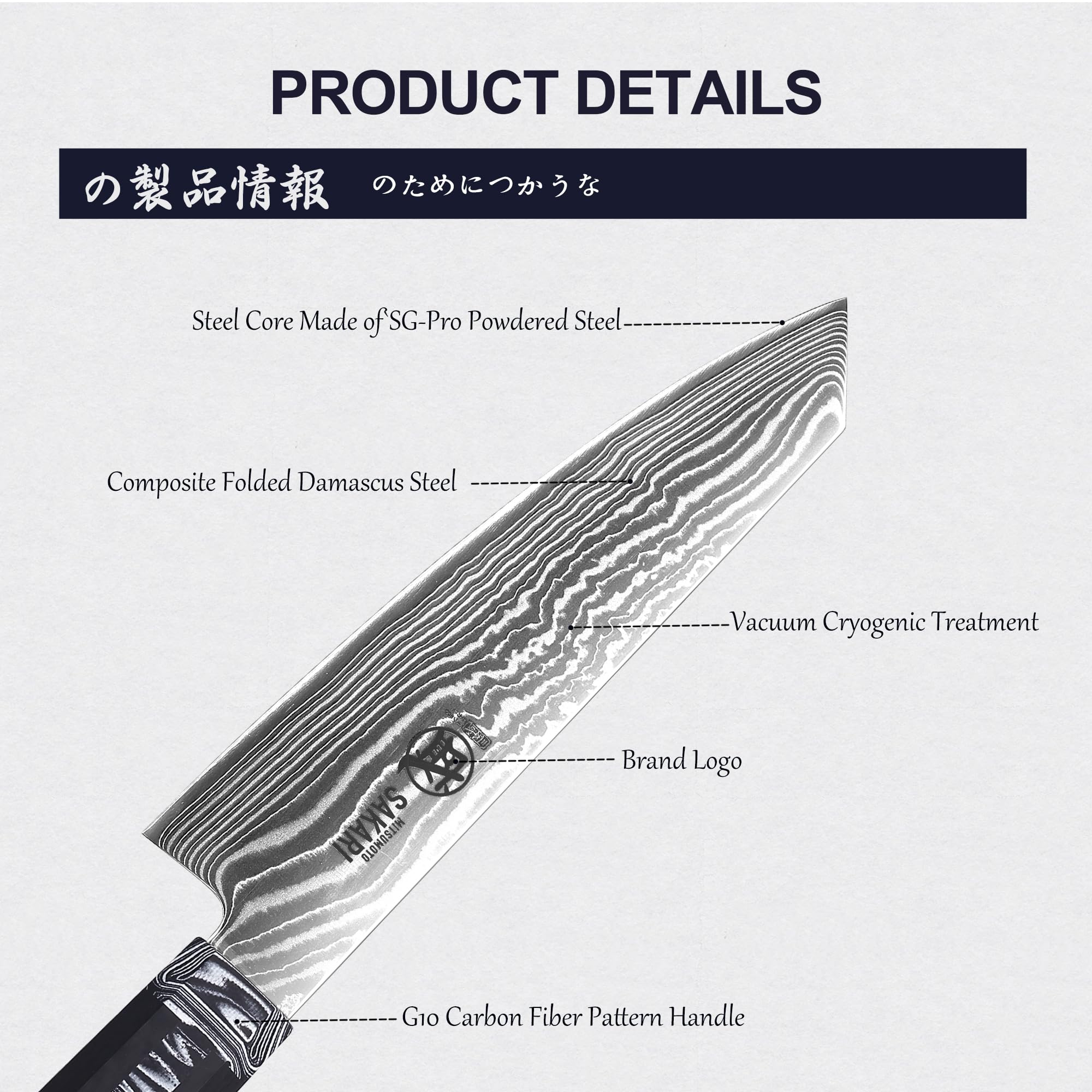 MITSUMOTO SAKAR Cuchillo Kiritsuke, Cuchillos Cocina Damasco Japonese | 20 cm Cuchillo Kiritsuke Acero SG-Pro, 73 Capas Damasco, Mango G10 Ergonómico, Cuchillo Chef Profesional Japonés Ultraafilado