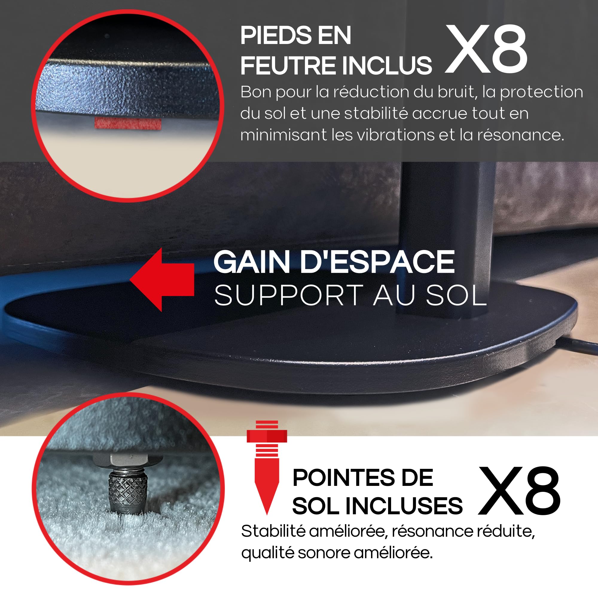 Sound Bass Pied de Sol One / ERA100, (2 Pièces), Noir, Double, Paire | Compatible avec Sonos One, Gen 2, Play:1, SL | Design Évolutif Également Compatible avec ERA 100, Conçu par Sound Bass UK