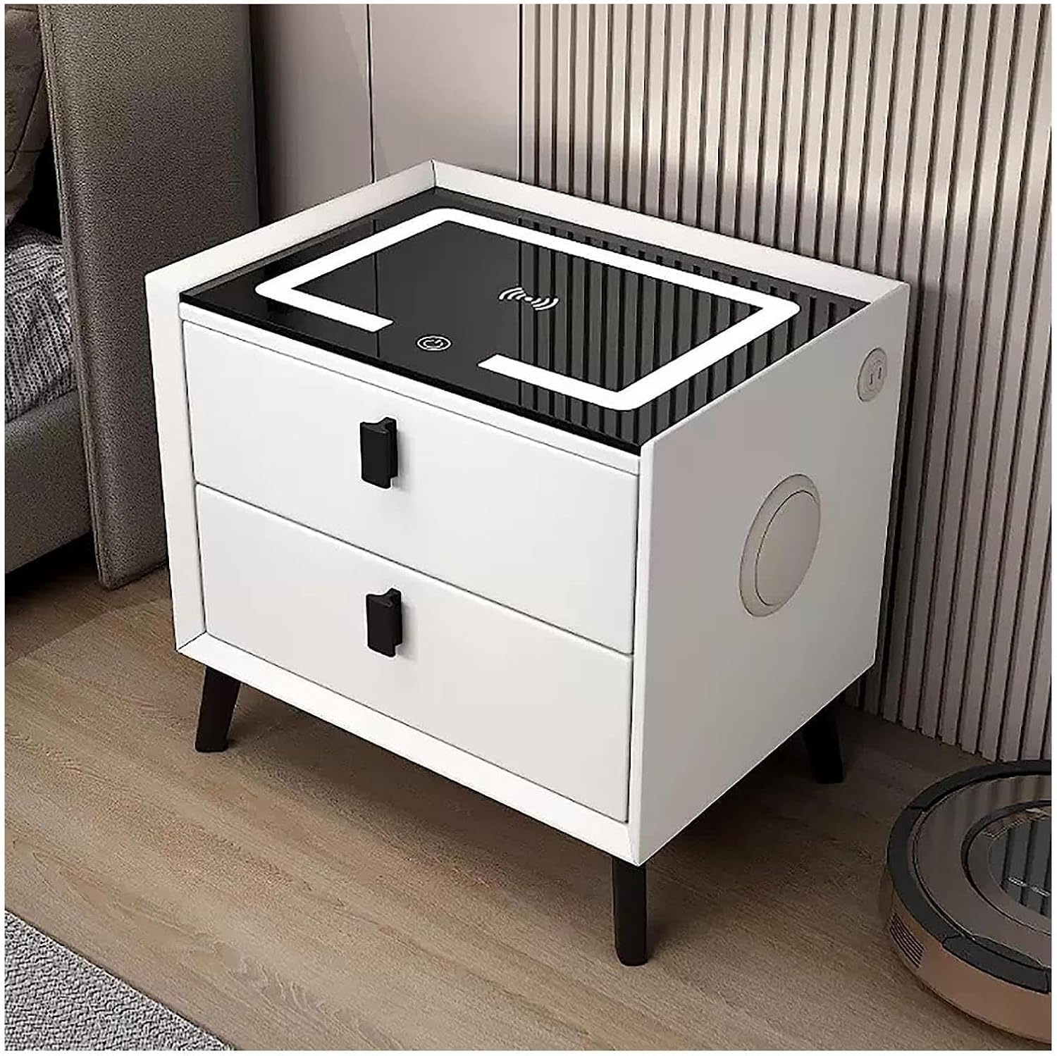 Elegant bedside table Smart Nightstand Wireless Charging End Table