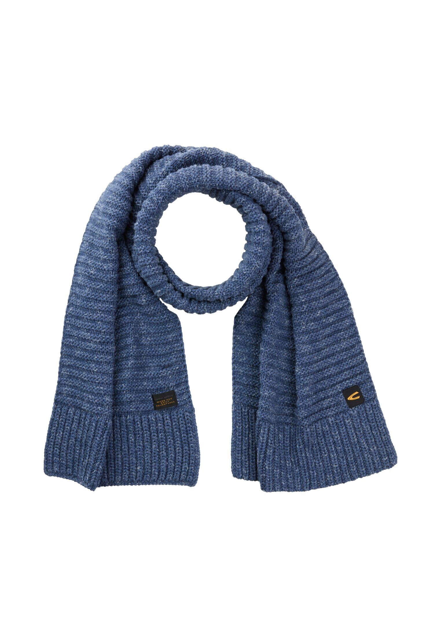 camel active Herren Schal – Grob gestricktes Rippenmuster, 100% Baumwolle, Tintenblau