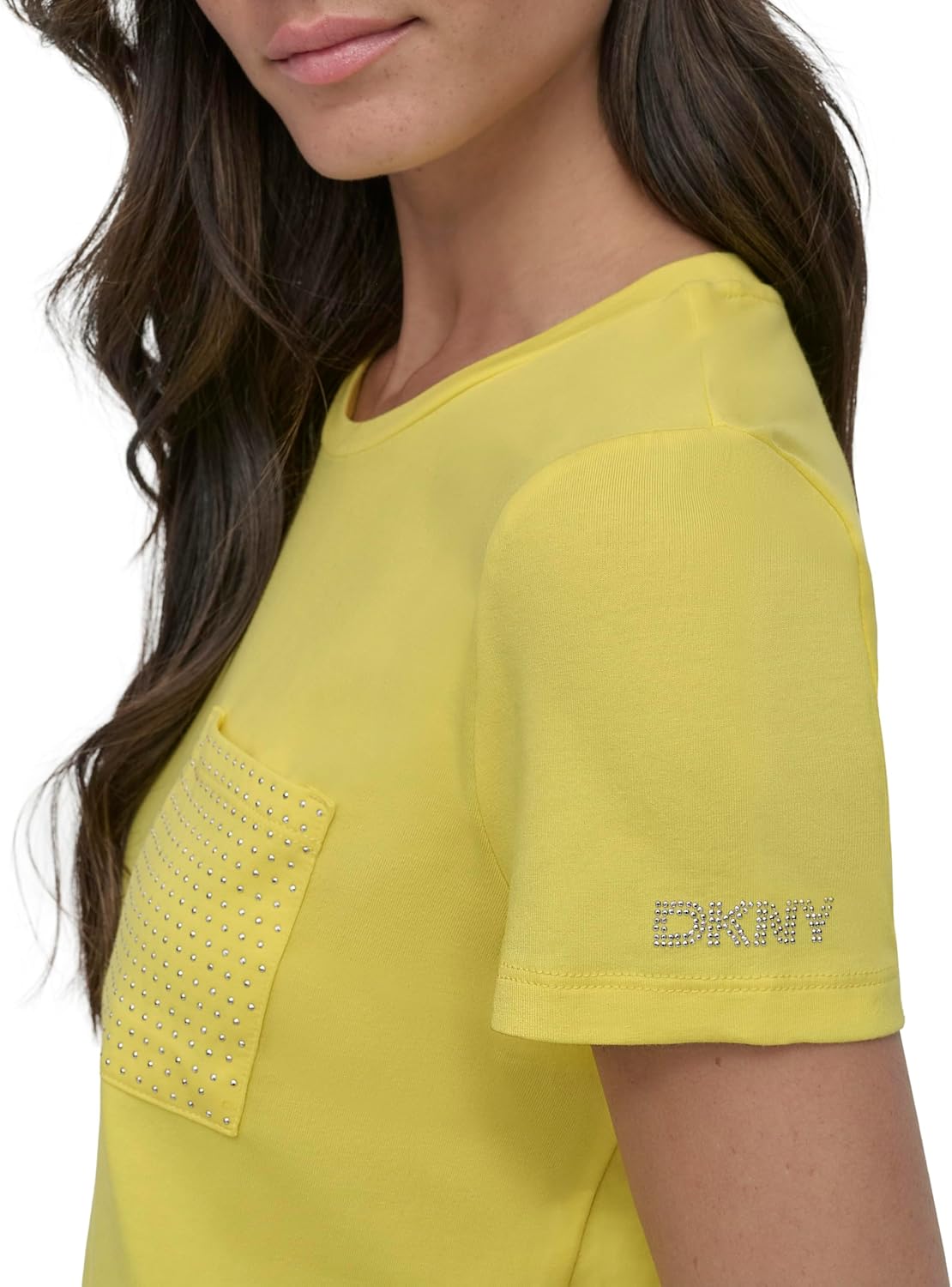 DKNY Womens Lounge Cotton Stretch Logo Tee Knit Top - Image 5