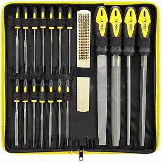 Topec 18Pcs File Set, Round and Flat File Kits are Made of High Carbon-Steel, Ideal Wooden Hand Tool for Woodwork, Metal, ...