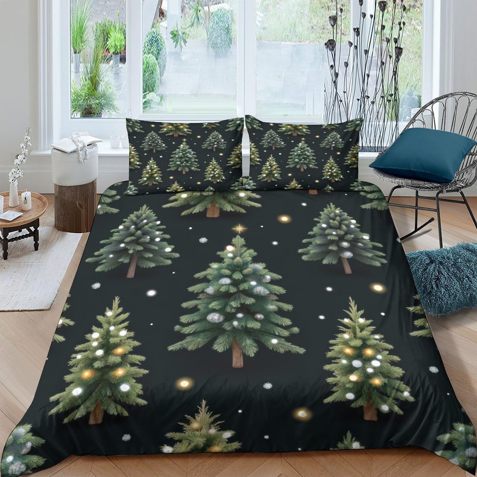 Housse de couette sapin de Noël 140x200 l'idée cadeau de linge de lit