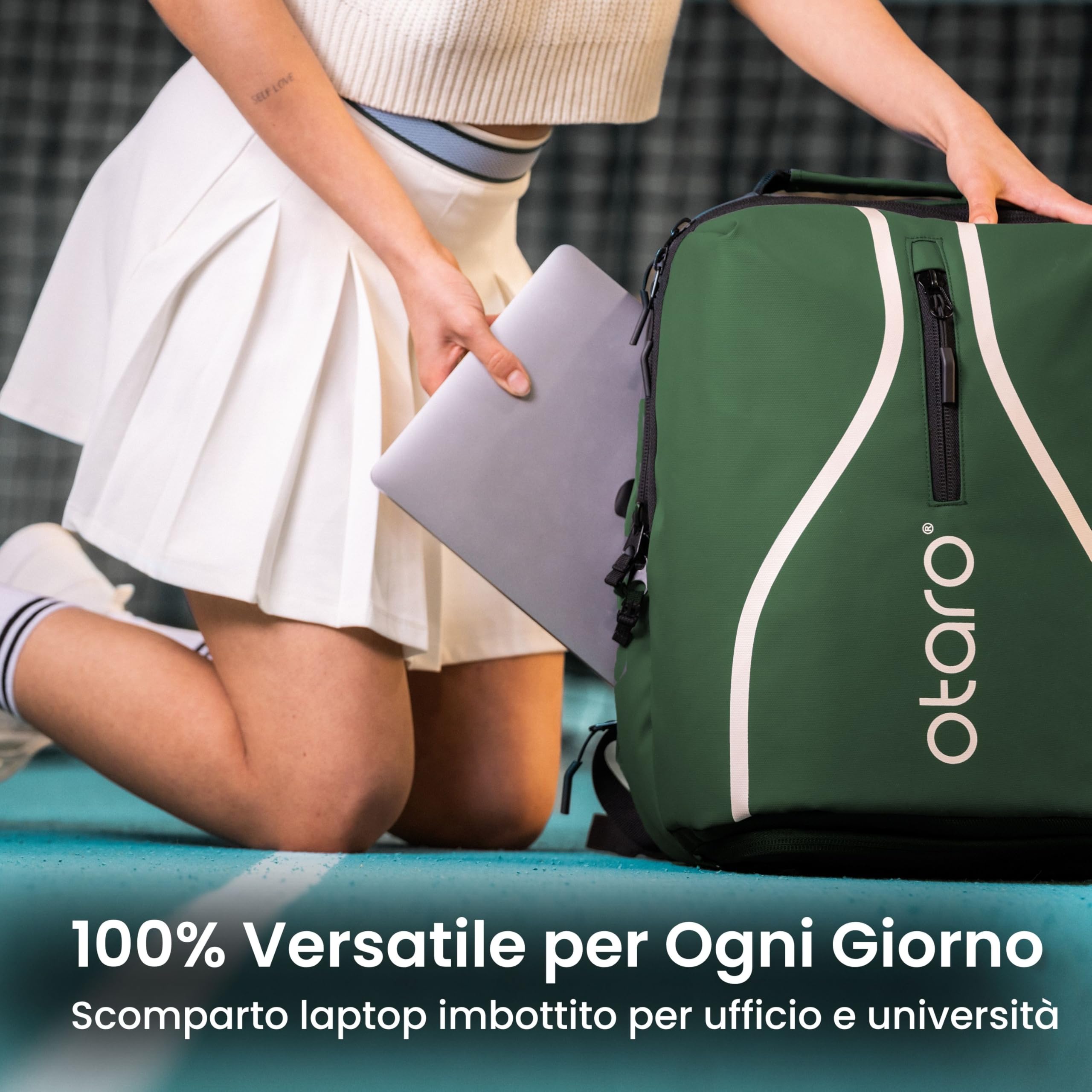 Otaro Zaino Tennis | Zaino con porta scarpe, scomparto per laptop e scomparto per 2 racchette | Zaino sportivo | Porta racchetta tennis | Borsa tennis con copertura antipioggia e sacca per biancheria