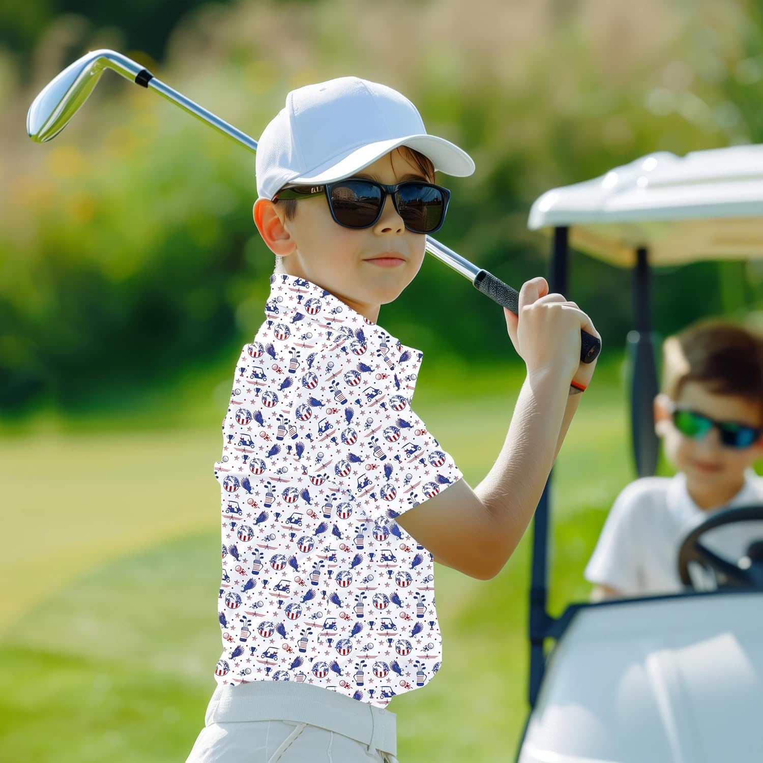 Golf Shirts for Boys Short Sleeve Moisture Wicking Dry Fit Performance Kids Youth Sport Funny Print Boy Polo Shirts