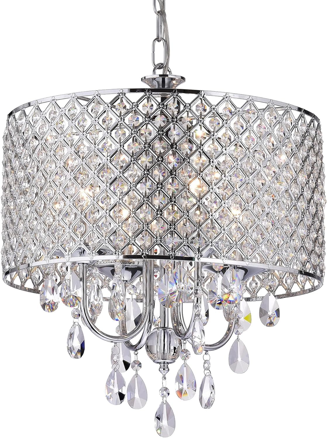 KFGISD, Chromed Round Crystal Chandelier Ceiling Light Fixture Beaded Drum...,Wall Lamps