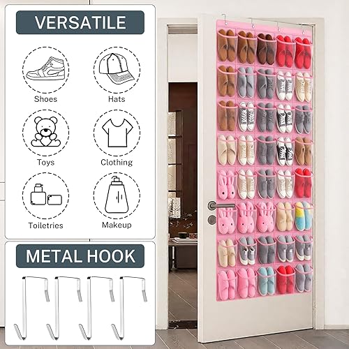Miniatura 4 de Organizador de zapatos de 40 bolsillos sobre la puerta, organizador de zapatos grande de malla para colgar, soporte para guardar zapatos detrás de