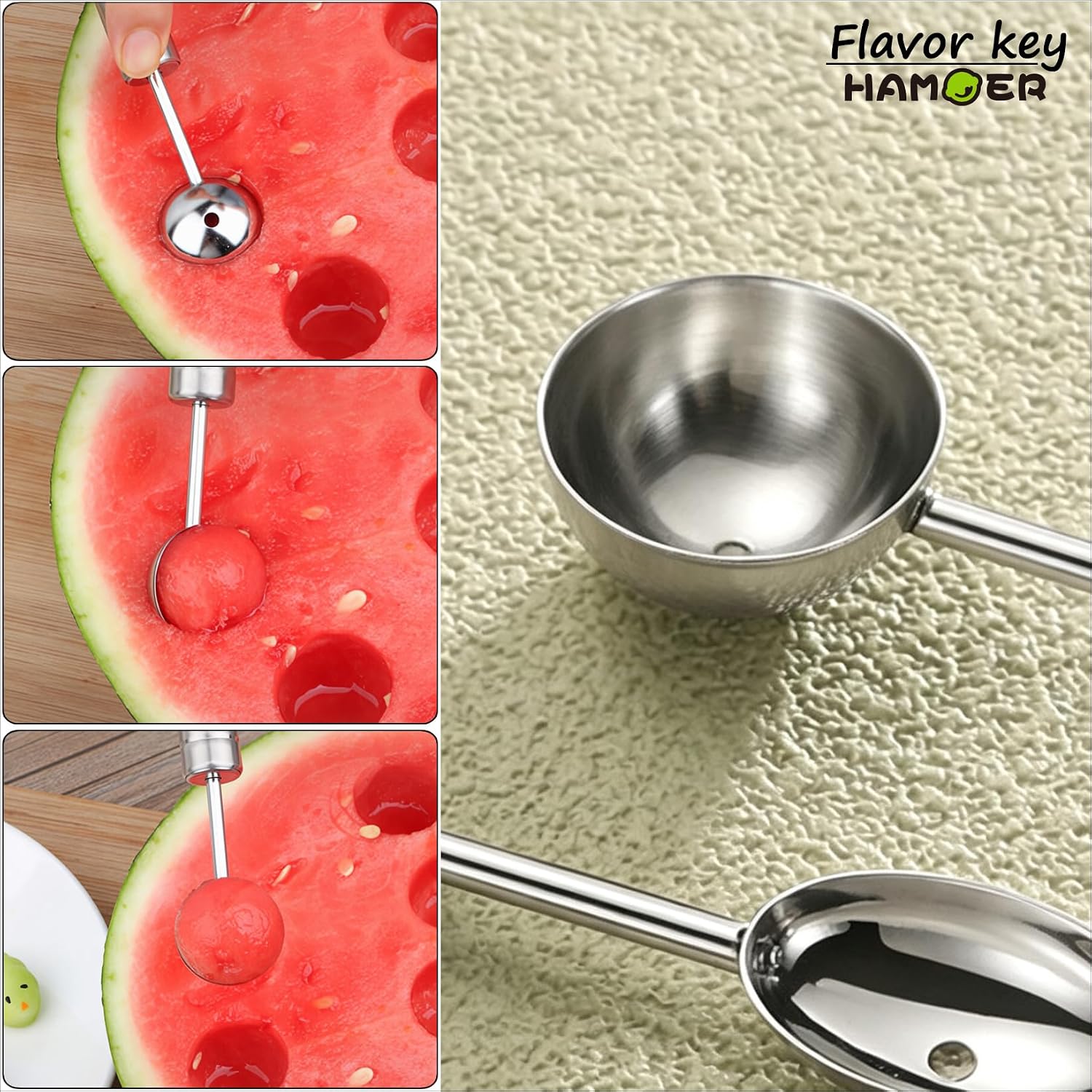 5-Piece Melon Baller & Watermelon Cutter Scoop Set,with Fruit Forks