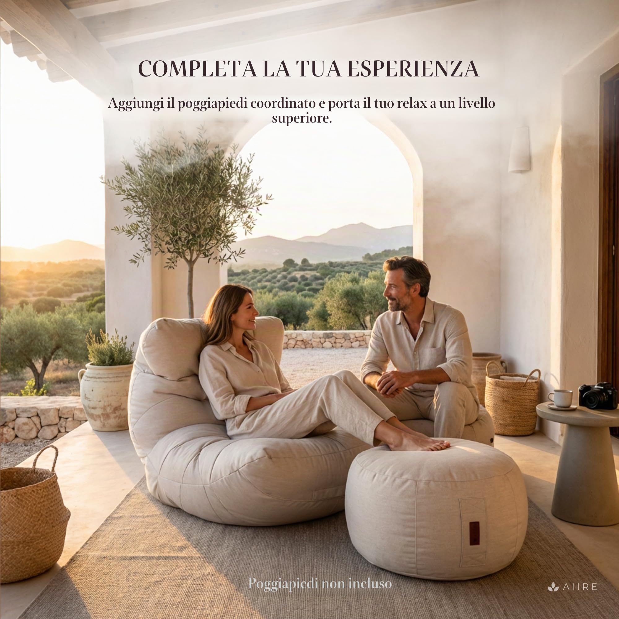 Aiire Pouf da Esterno XXL con Imbottitura Inclusa - Poltrona Sacco di Design per Giardino, Terrazza o Piscina - Bean Bag Chair 1 Posto per Relax o Lettura, Grigio Scuro