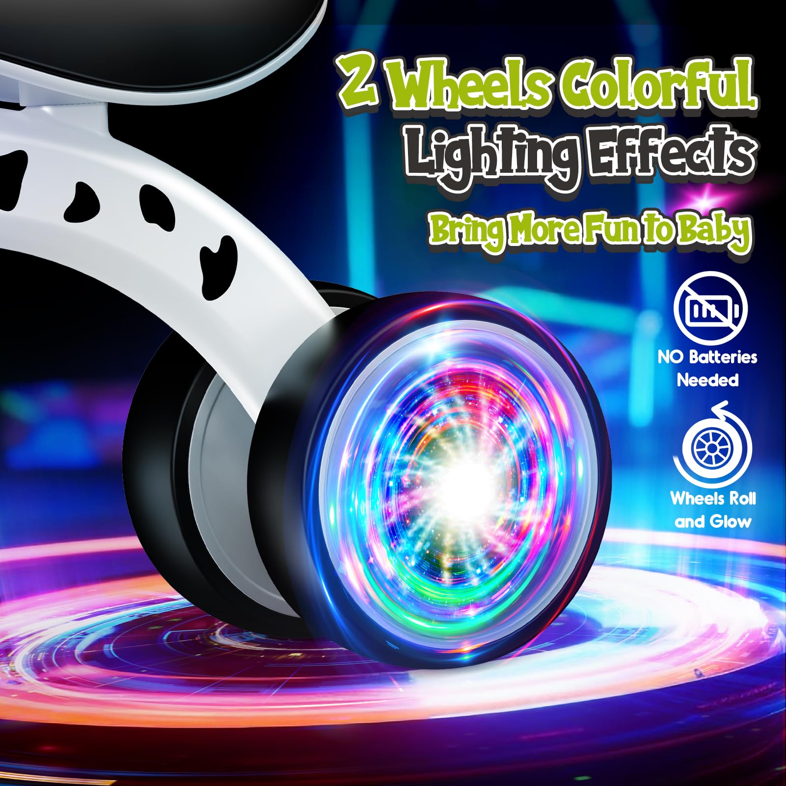 Balance Bike Tricycles Toys for 1 2 Year Old Baby, Colorful Lighting Toddler Bike, First Birthday Gifts for 1 2 Year Old Boys Girls, 4 Silent Wheels Riding Toys for 10-30 Months (Spotty Dog)