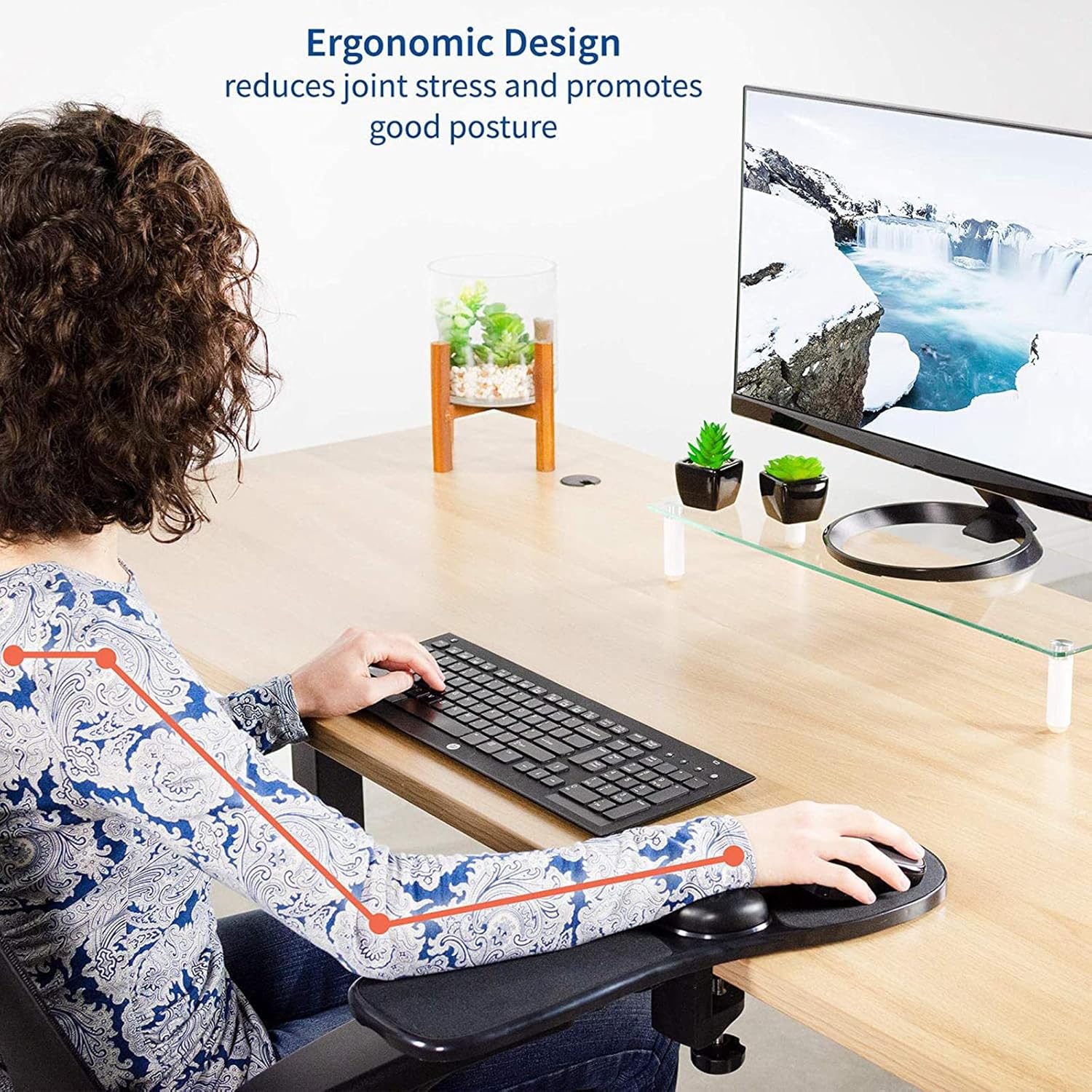 Ergonomic Arm Rest Adjustable Mouse Pad with Wrist Support Armrest Wrist Rest Attachment Arm Pad for