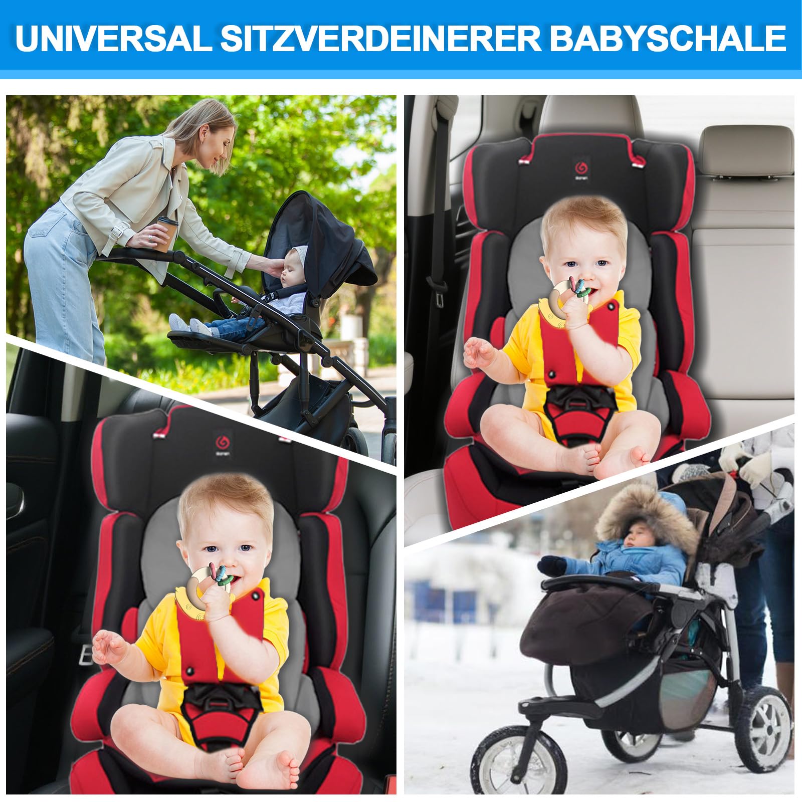 MeYuxg Inserte el Asiento Infantil, la Cubierta Universal del Bebé, la Cabeza y la Sesión con el Asiento del Bebé más Pequeño, del Automóvil y la Silla Alta (Gris)
