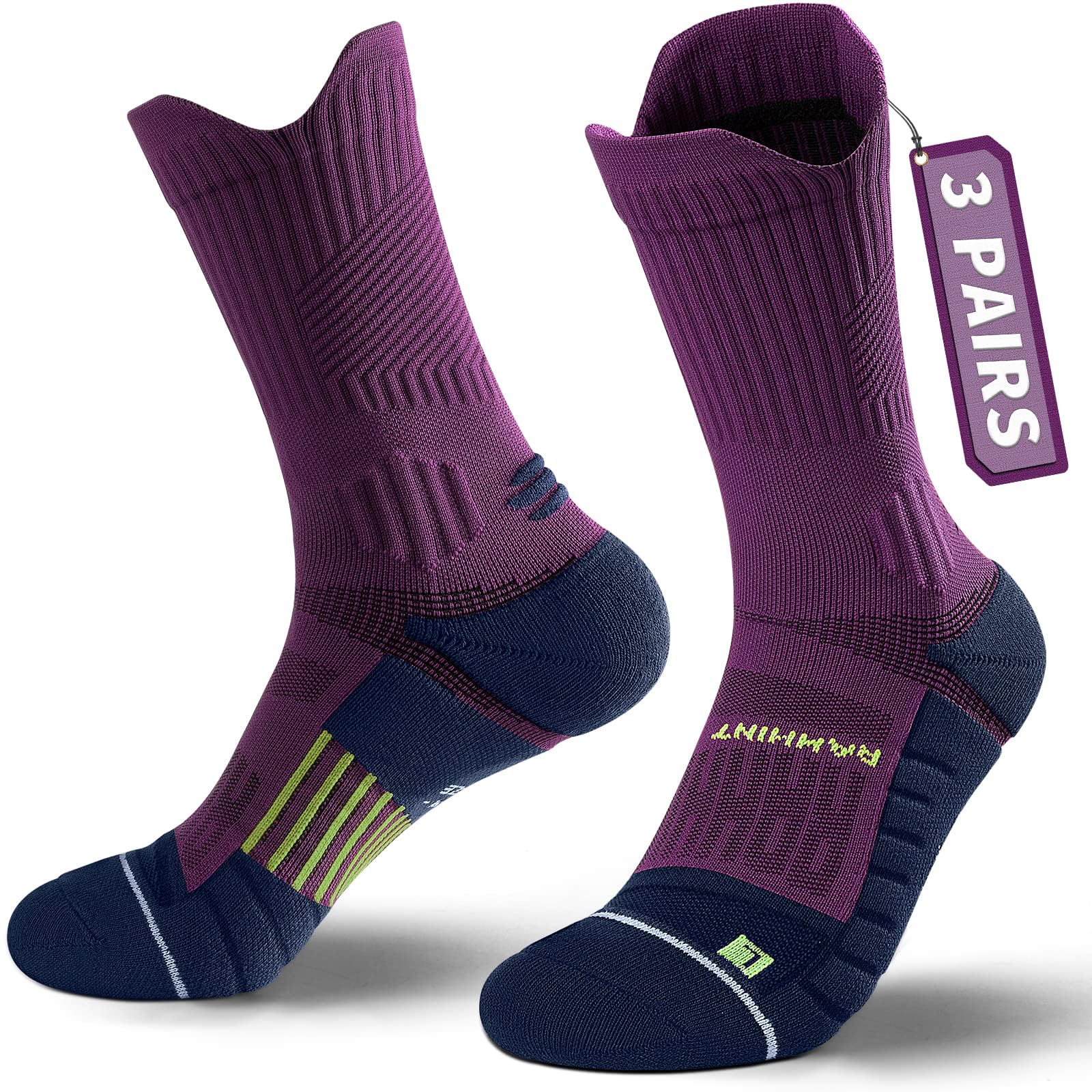 Coolmax Compressione 3 Paia Calzini Running Uomo Calze da Corsa Trekking Padel Uomo, Anti-Vesciche & Con Supporto Dell'arco Plantare, 35-51