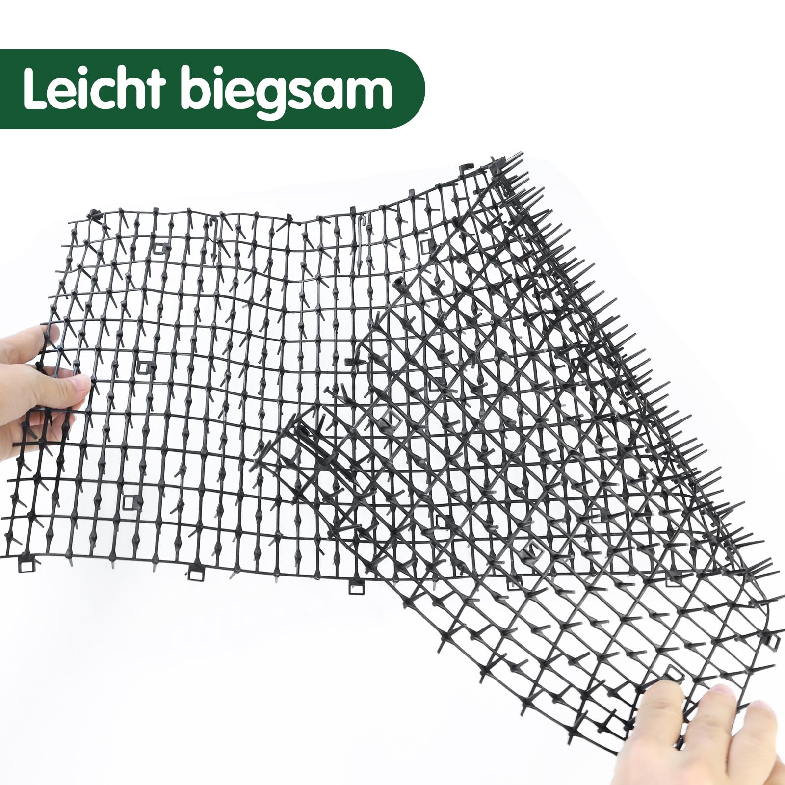 Dornengitter Gegen Katzen 30 x 400cm, Katzenabwehrmatte mit Spikes Tiervertreiber, Katzen Abwehr Aussen mit 8 U-förmigen Heringen, Katzenabwehr Garten Tierabwehrmatten für Außen- und Innenbereich