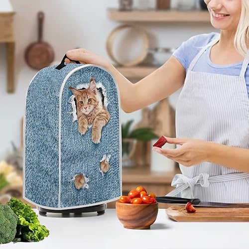 Vista 3 de doginthehole Lindas fundas para licuadora de gatos para cocina, antihuellas dactilares, a prueba de polvo, mezcladora o cafetera, cubierta