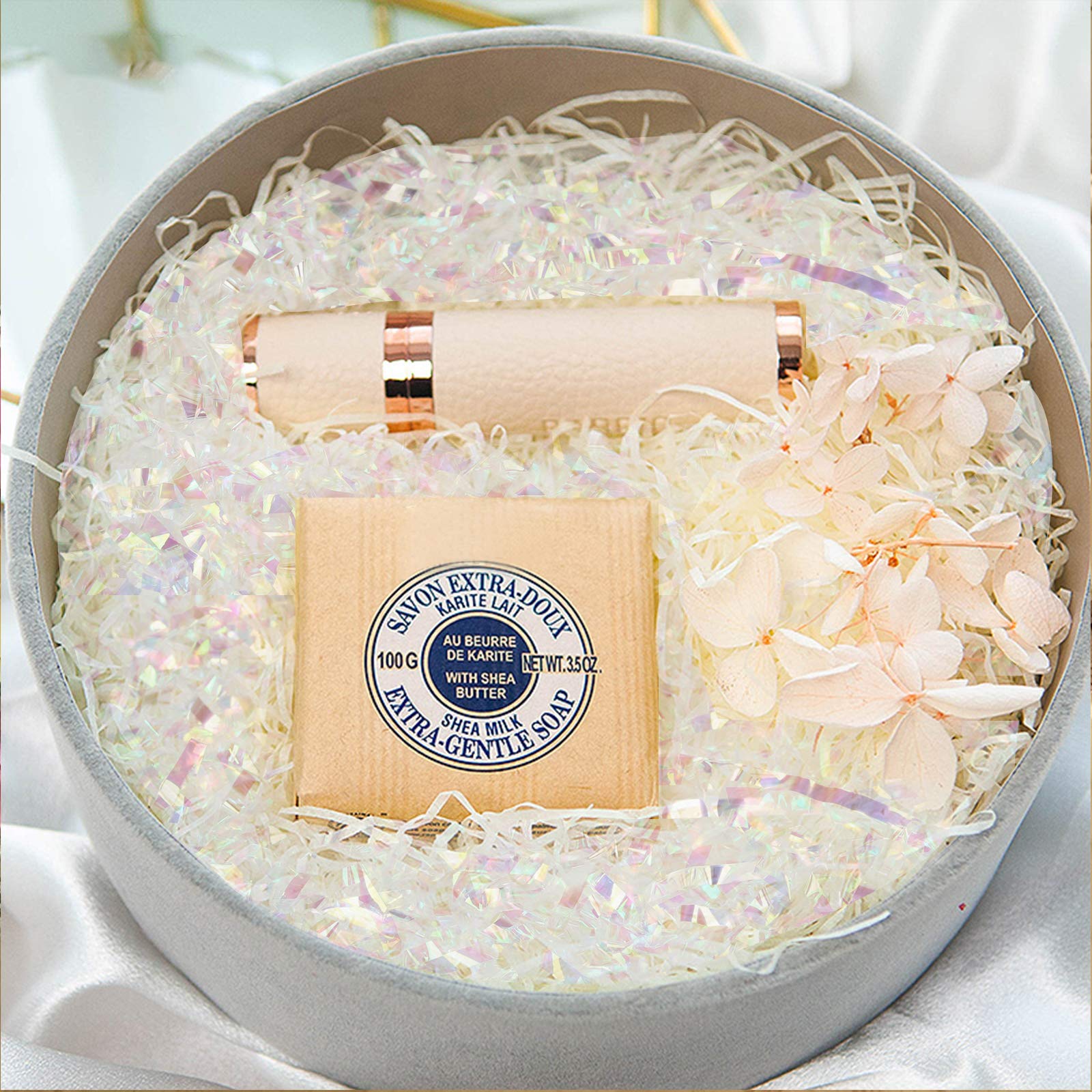 ZHYUAN Raffia Füllmaterial 200g - Geschenkbox Füllung Cremeweiß