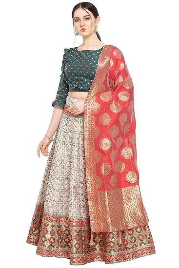 Women'S Silk Blend Lehenga Choli (Multi-Rivaaz_Multicolour_Free Size), Semi-stitched