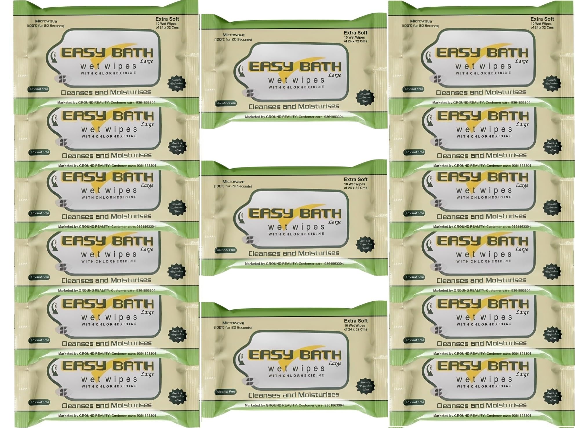 (150 Towels) Value 15 Packs Easy Bath Body wet wipes for Elders Patients Adults Whole body Cleaning Doctors Choice Travel Pack Rinse Free Large Size Easy Eco Bath Wet Wipes for Men Women-image-3
