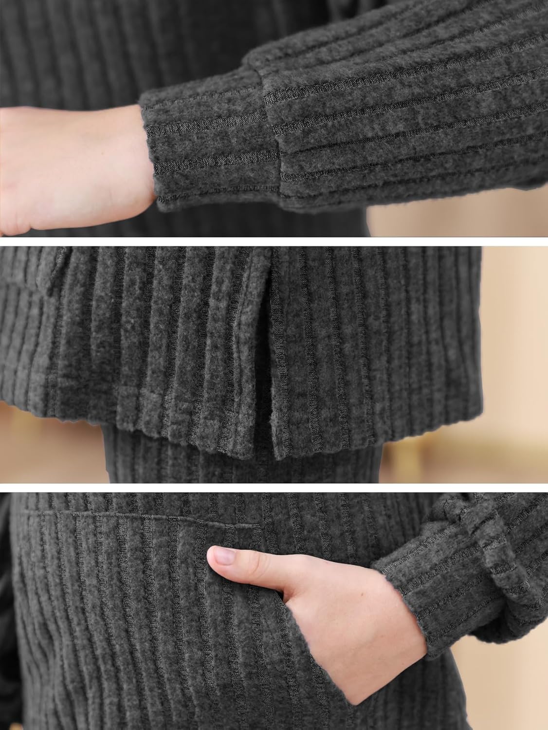 GORLYA Teen Girls 2 Piece Sweat Outfits Long Sleeve Ribbed Knit Sweatshirt Casual Legging Pant Kids Clothes Sets 6-14Y - Image 7