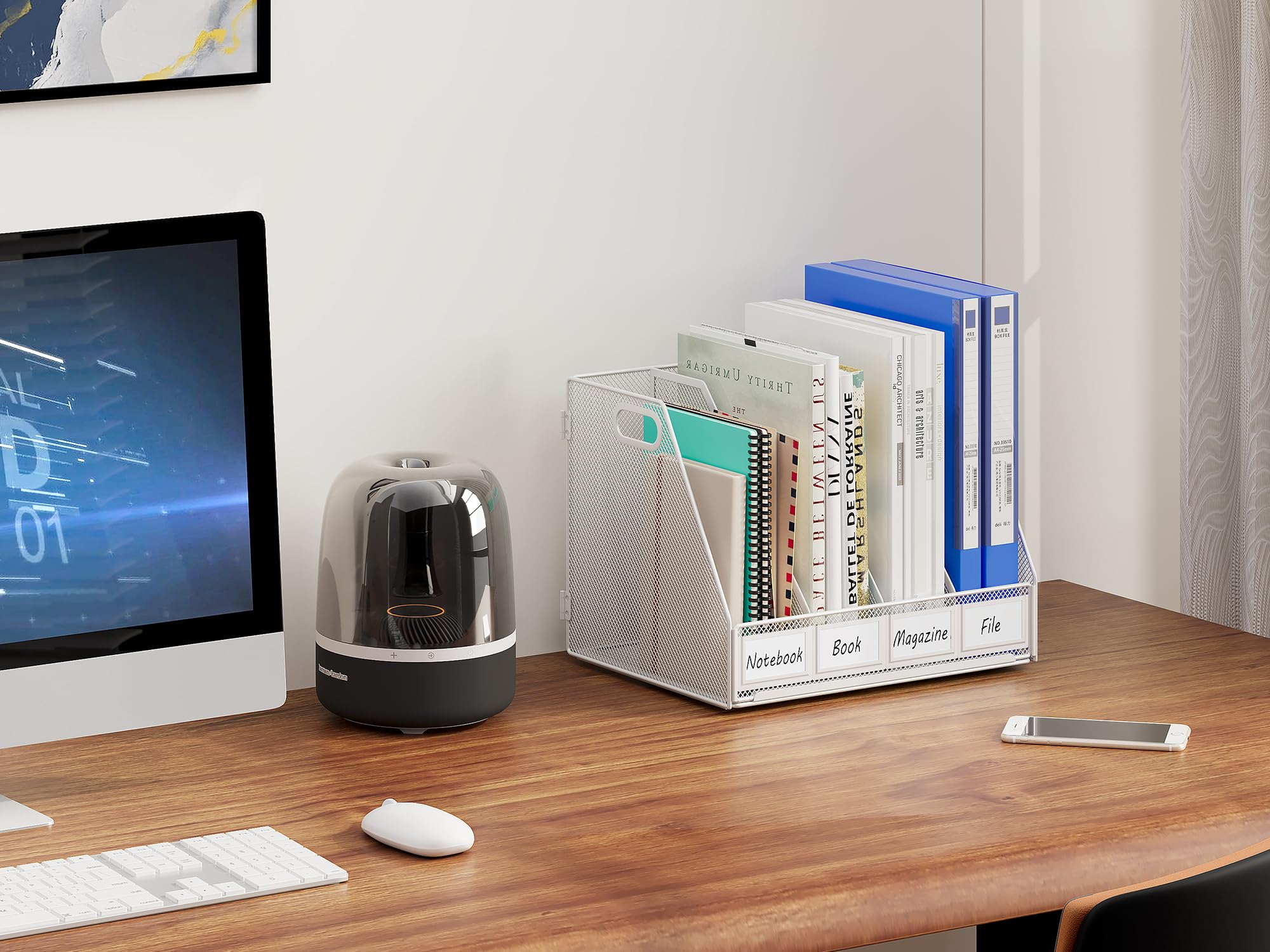 EasyPAG Organizador de escritorio metal A4 4 compartimentos blanco