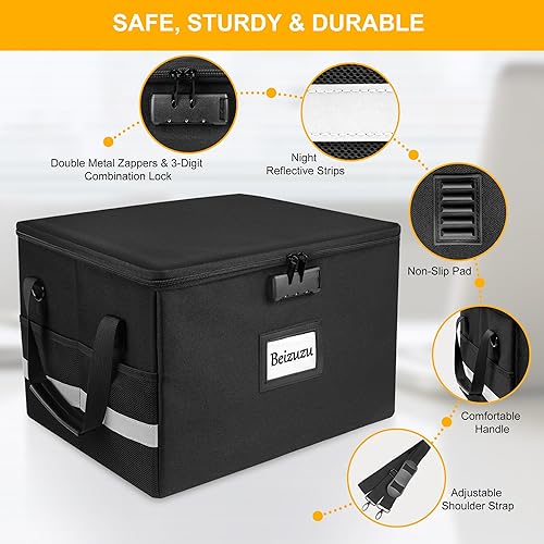 Miniatura 6 de Caja de documentos ignífuga con cerradura Caja organizadora de archivos impermeable con asa y correa para el hombro, caja de almacenamiento de