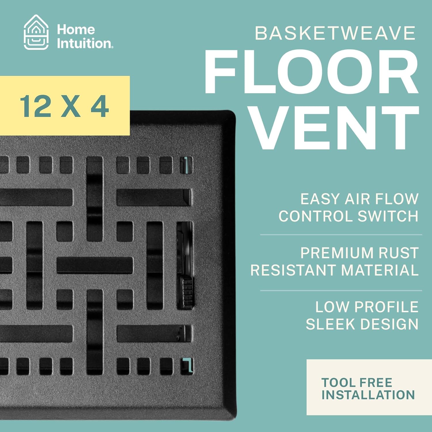 Buy Home Intuition Floor Vent Covers Floor Register 4x12 Inch Matte Black Basketweave Metal