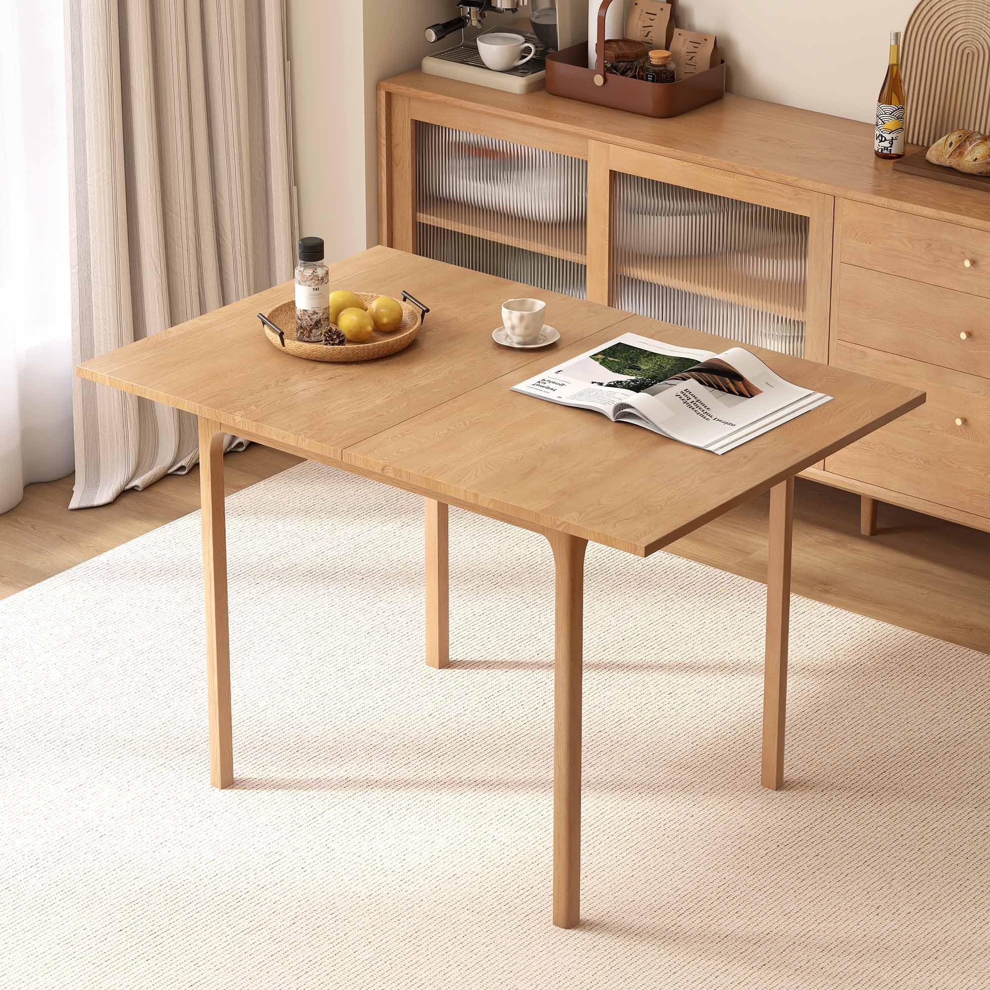 Juego de mesa de comedor plegable que ahorra espacio para 2, mesa de madera moderna y 2 sillas, ideal para cocinas pequeñas y comedores, diseño compacto para un fácil almacenamiento
