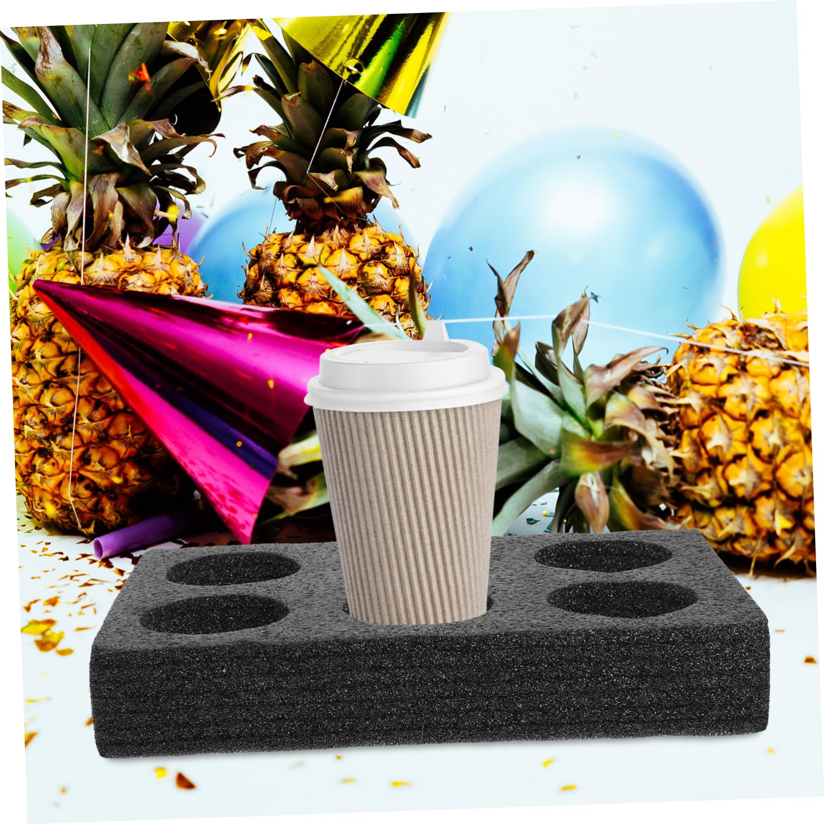 Support Porte-tasse en Éponge Perle Noir 2pcs pour 6 Gobelets Anti-chute et Absorbeur de Chocs pour Cafés et Salons de Thé