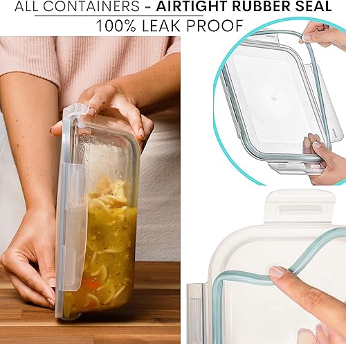 Miniatura 2 de Razab Juego de 2 recipientes de vidrio para almacenamiento de alimentos de 80 onzas, 10 tazas  80 onzas, con tapas herméticas, para almacenar y