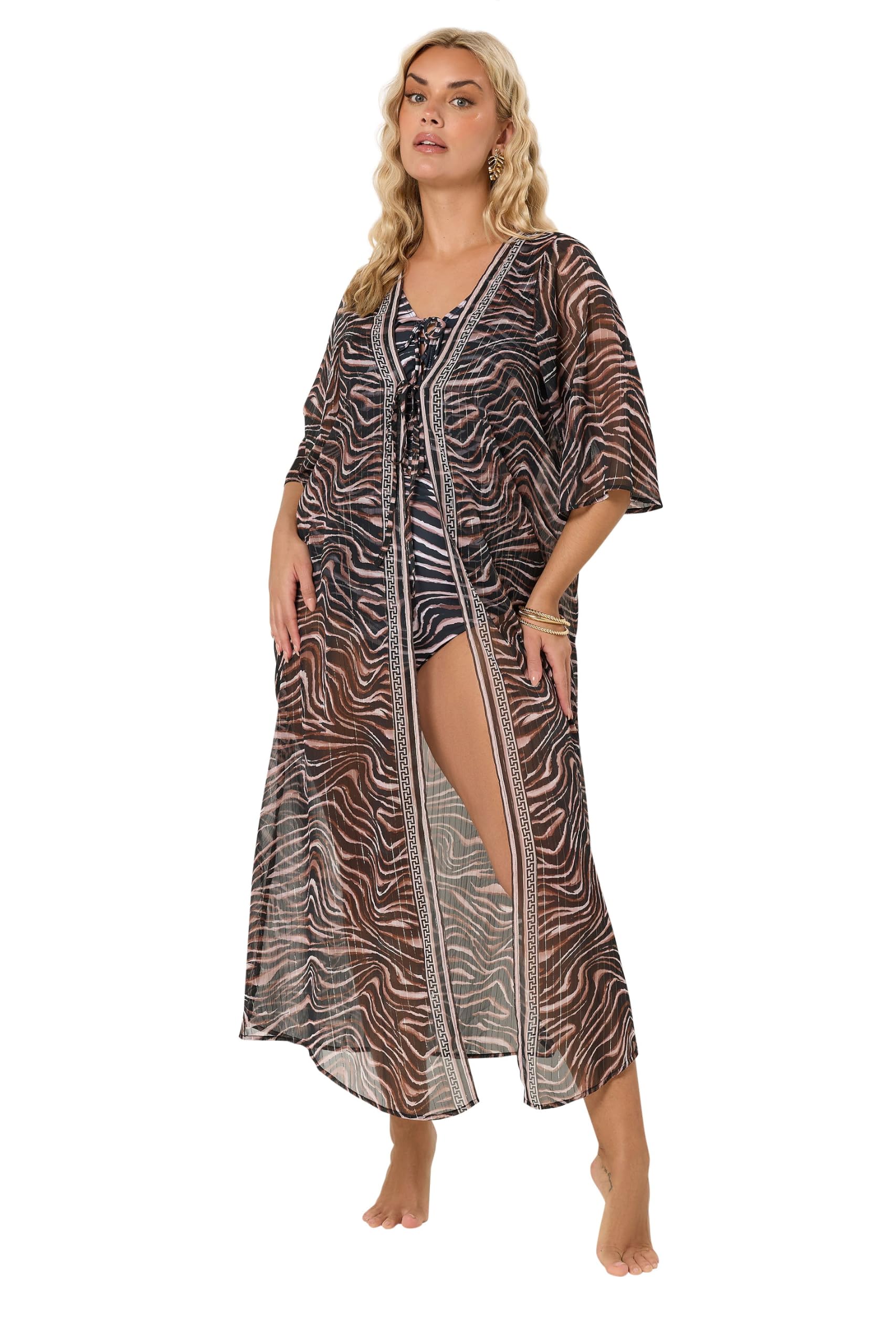 Yours Women's Black Curve Animal Chiffon Kimono - Plus Size Curve