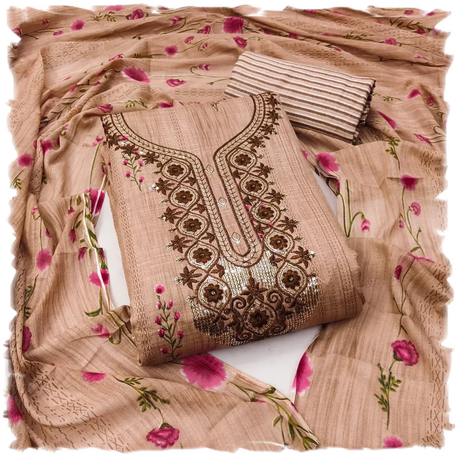 Y2YWomen's Pure Cotton Batik Jodhpuri Print Unstitched Salwar Suit Dress Material With Cotton Print Dupatta (Free Size)