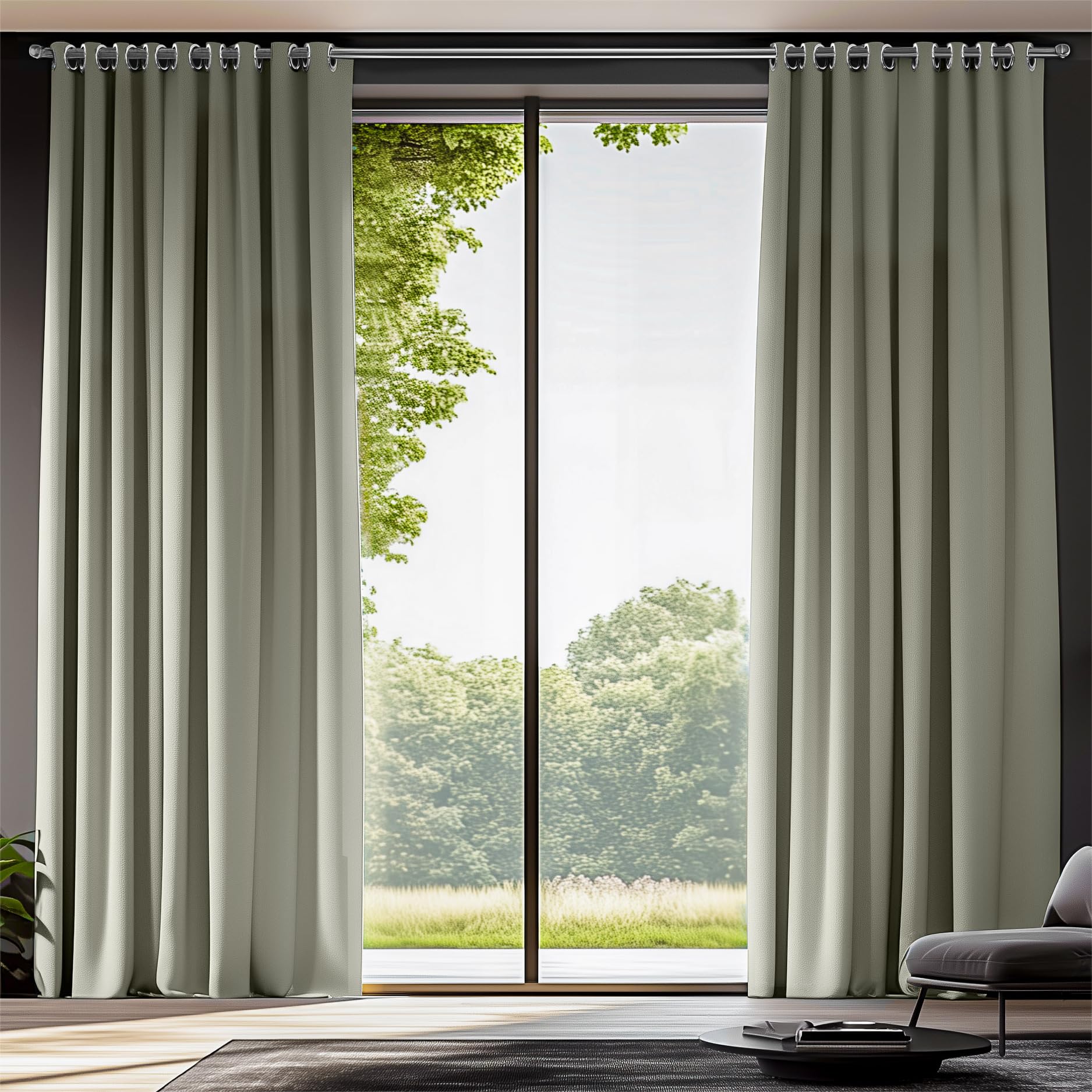 ORINOVARoom Darkening Thermal Insulated Blackout Kitchen Curtains for Bedroom Living Room Natural Curtains with Grommets 55x96 Inch Long 2 Panels