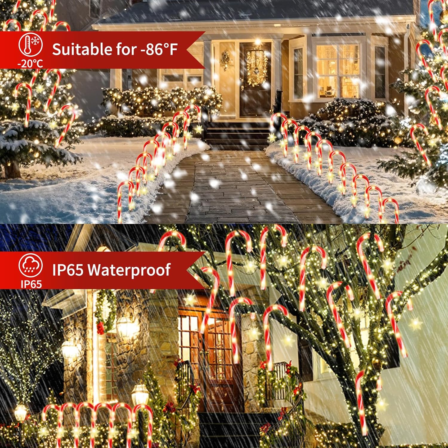 21" Solar Candy Cane Lights Christmas Decorations Outdoor 12 Pack Jumbo Candy Cane Pathway Lights with 8 Modes LED for Party, Patio, Garden, Lawn & Yard Decor