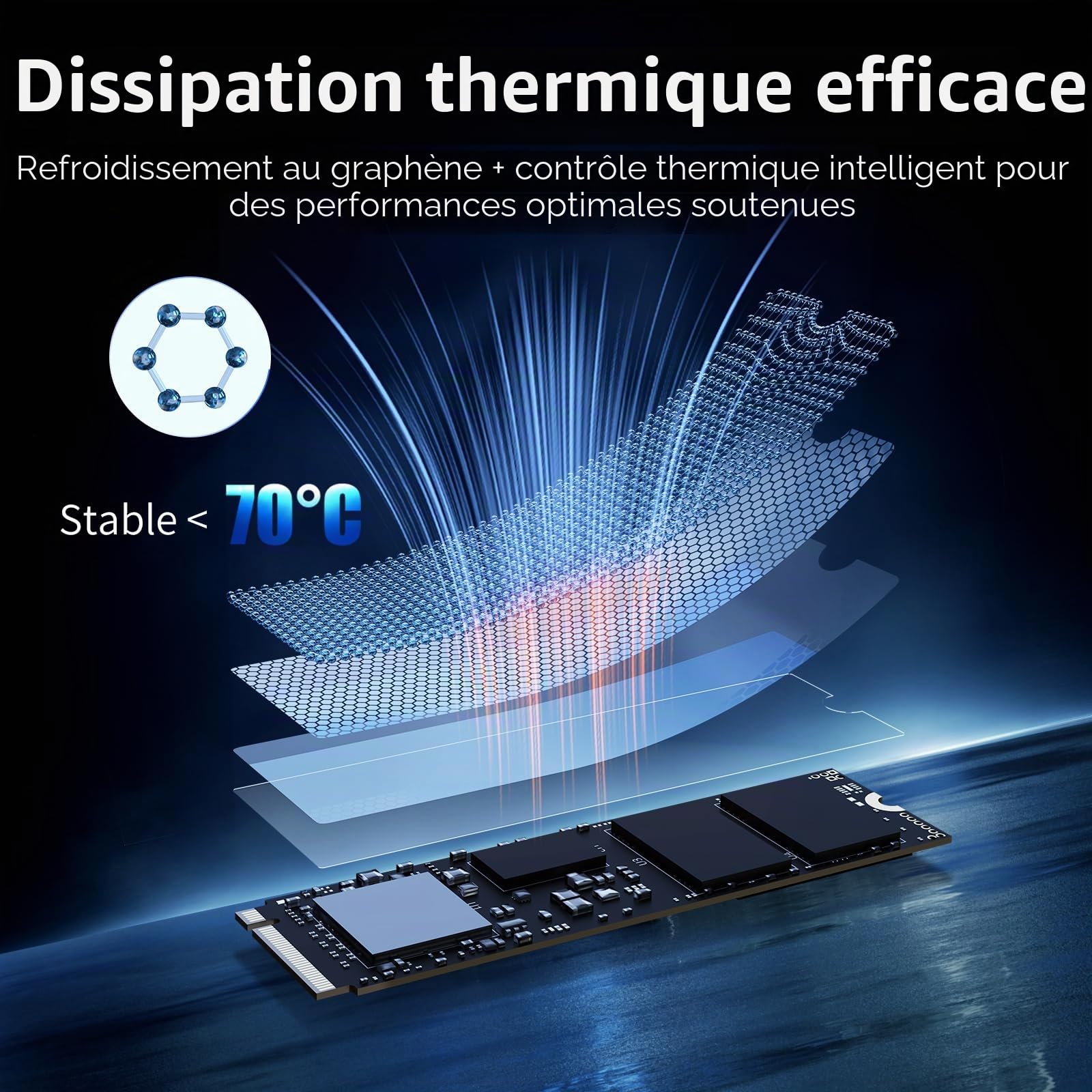 Ediloca SSD 2 to NVMe PCIe 5.0 x4, Lecture Jusqu’à 14 000 Mo/s, Écriture 10 000 Mo/s, 2 Go LPDDR4 DRAM & Cache SLC Dynamique, M.2 2280 3D TLC pour Jeu, Montage vidéo, PC/Portables (EN1400 Pro)