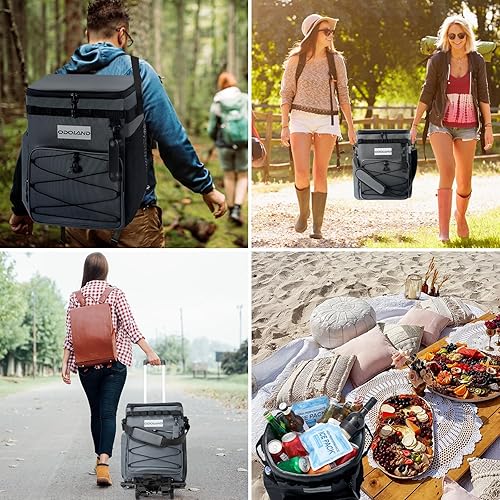 Miniatura 8 de Odoland Enfriador suave de 4872 latas con ruedas y asa, hielera plegable con ruedas para playa, camping, viajes y picnic