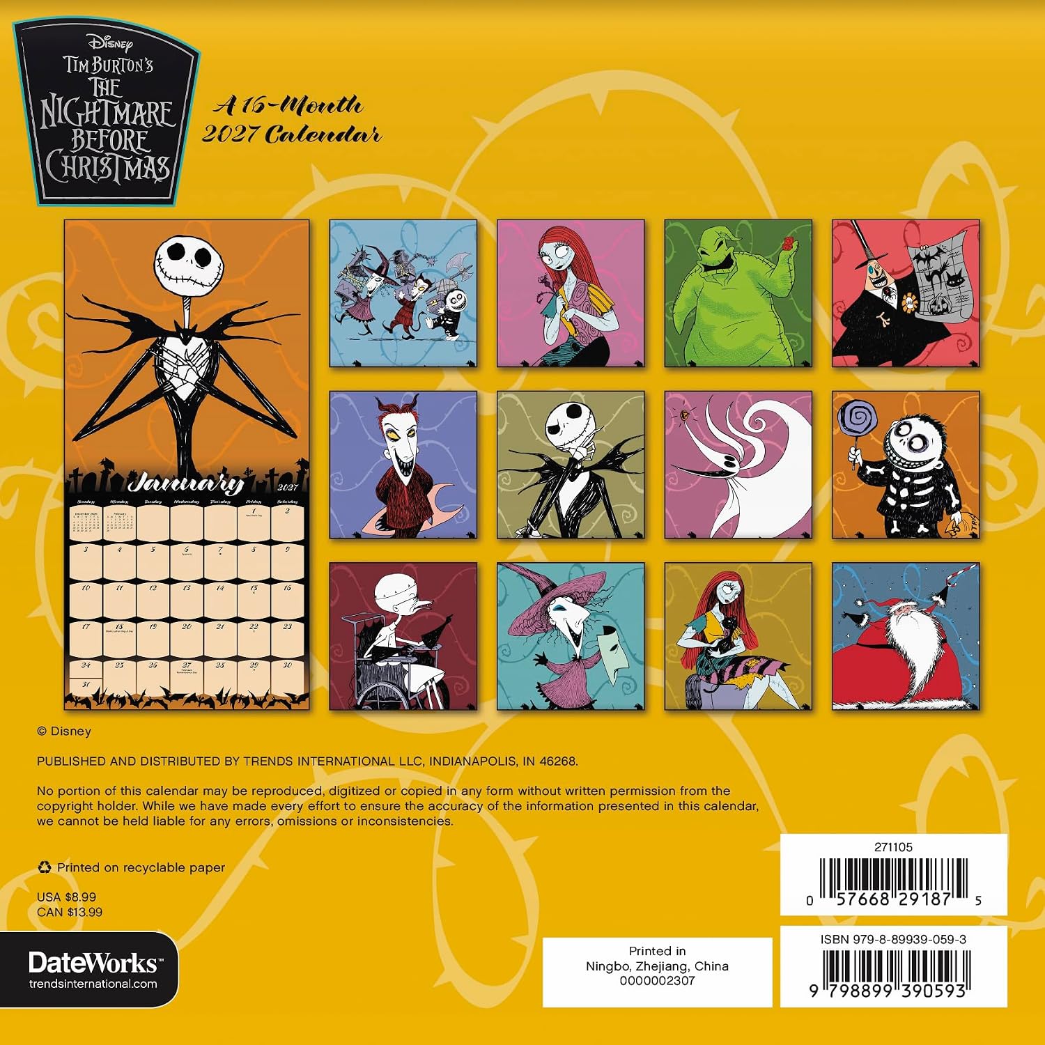 2027 Nightmare Before Christmas Mini Calendar image 4