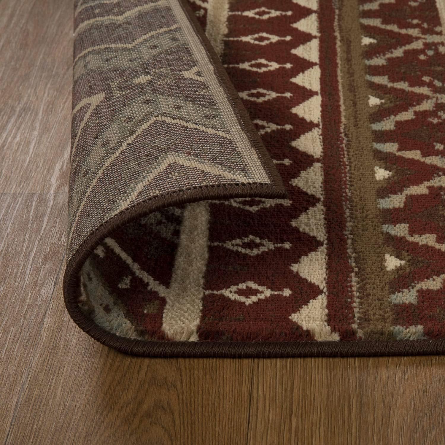 BNM Indoor Area Rug Runner with Jute Backing, Great for Entryway, Living Room, Kitchen, Dorm, Bedroom, Hallway, Perfect for Hardwood Floors, Medallion Aztec, 2'7" x 8, Maroon