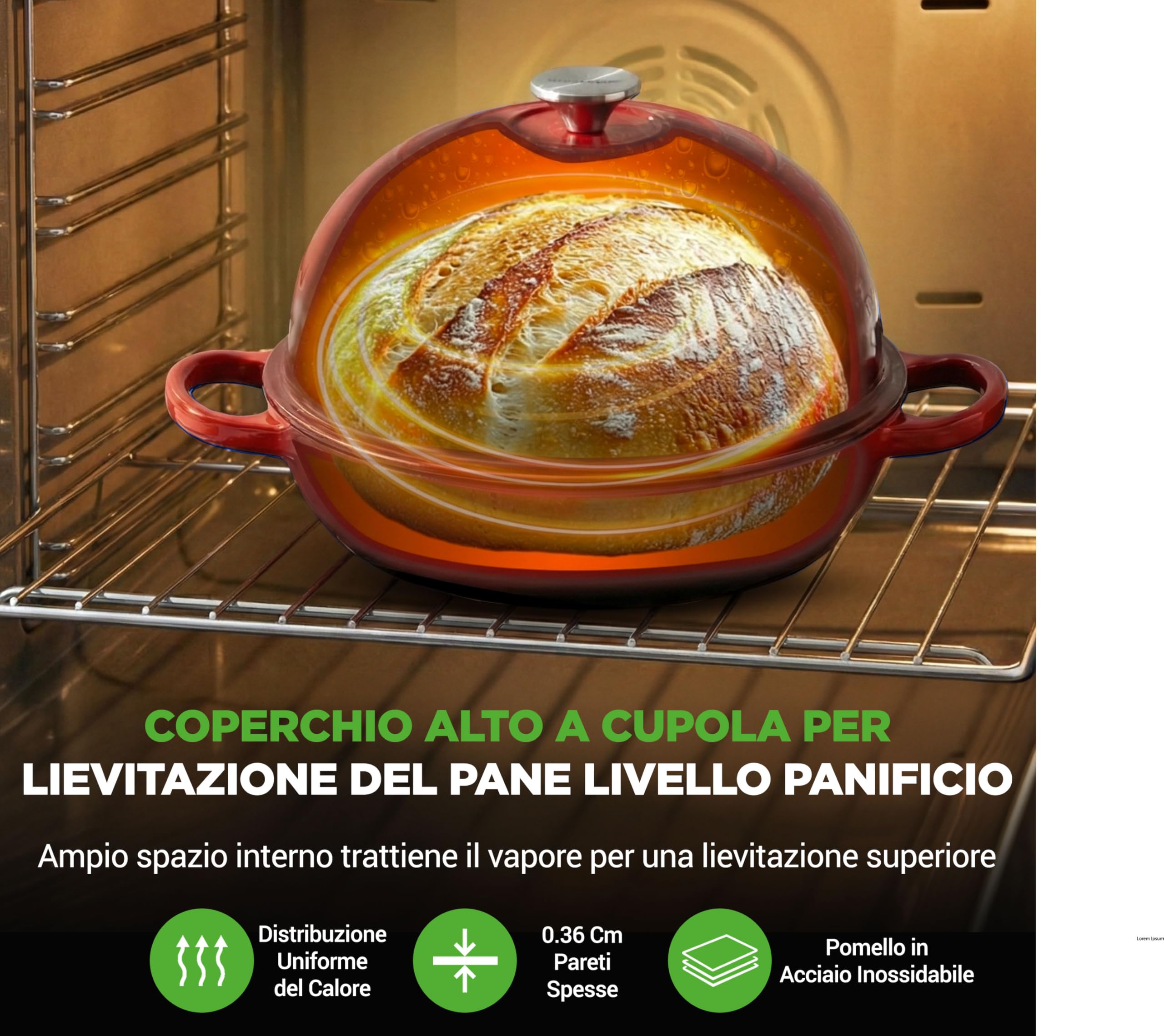 NutriChef Teglia per Pane in Cassetta 26x13 cm in Ghisa Smaltata a Cupola, Stampo Pane in Cassetta per Pollo Arrosto, Bistecca di Carne e Spezzatino di Manzo, Rosso