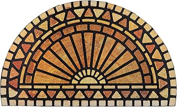CHICHIC Door Mat Welcome Mat 18 x 30 Inch Front Door Mat Outdoors for Home Entrance Outdoors Mat for Outside Entry Way Doormat Entry Rugs, Heavy Duty Non Slip Rubber Back Low Profile, Semicircle