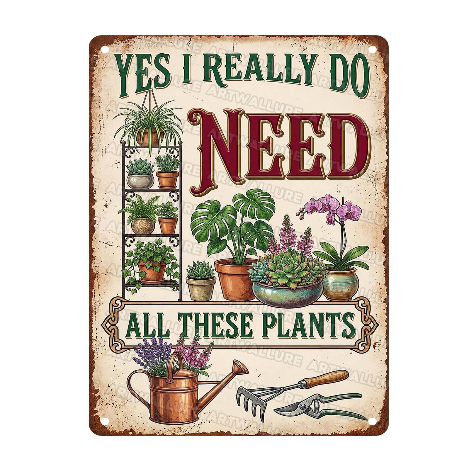Garden Gifts Metal Sign Funny Yes I Really Do Need All These Plants Sign For Plant Moms Sunroom Greenhouse Balcony Living Room 12x16Inch