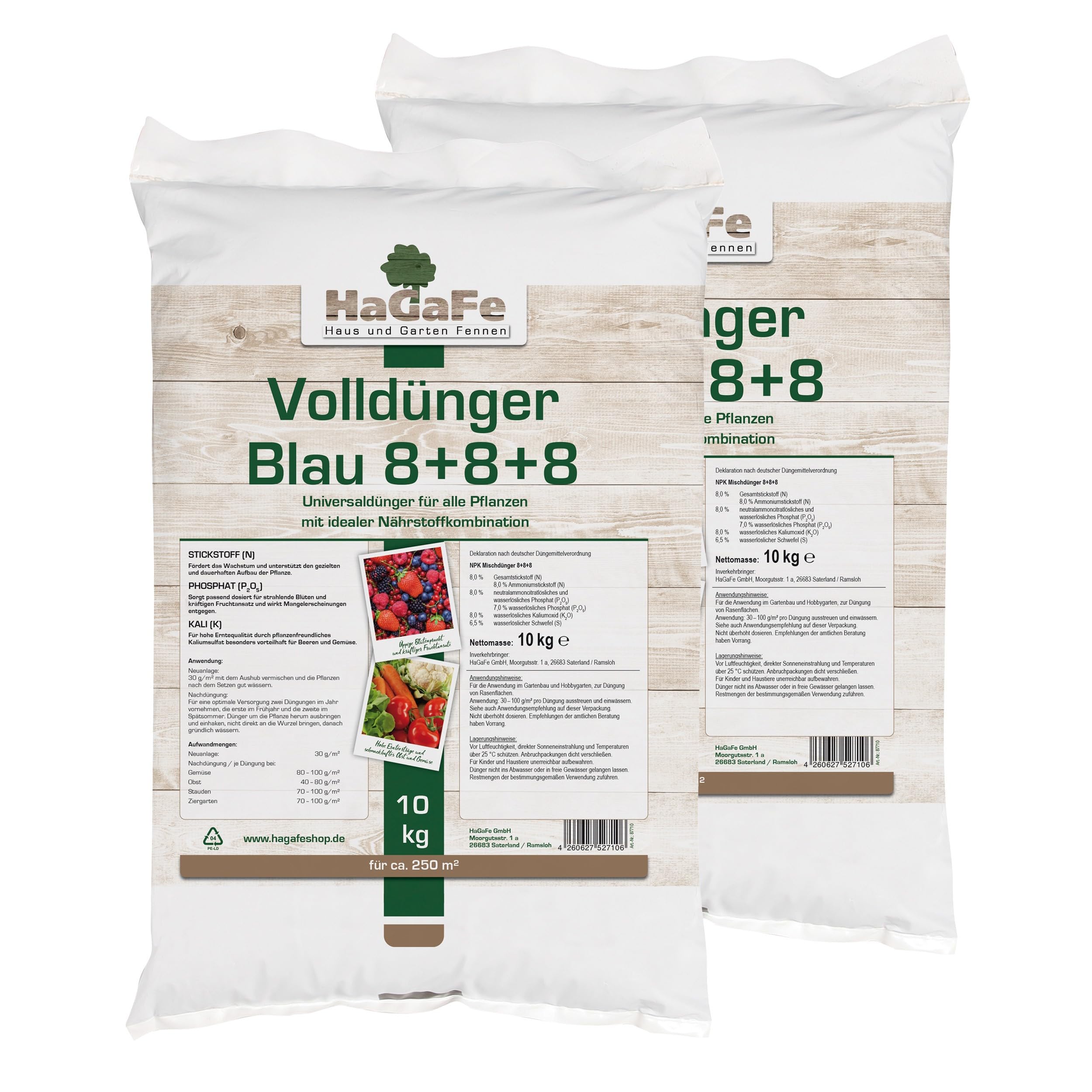 Volldünger Blau Blaukorn Universaldünger Rasendünger NPK Volldünger (20 kg (2 x 10 kg))